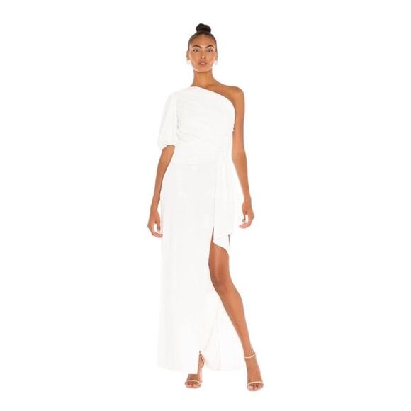 NWT AMANDA UPRICHARD Ivory Bexley Maxi Dress One Shoulder High Slit Women’s